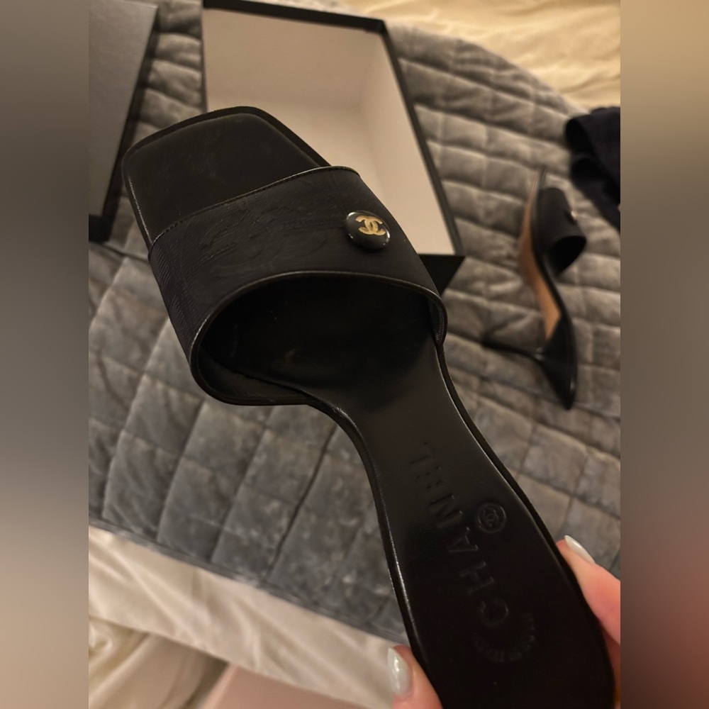Authentic Chanel Leather Mules, gently worn